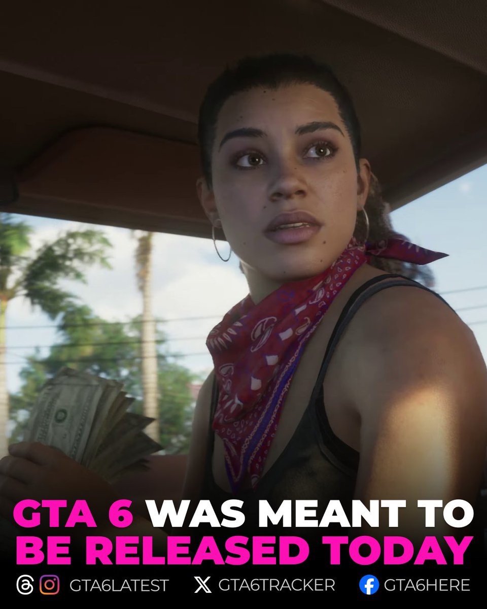 GTA6Tracker's tweet photo. Rockstar's long-awaited Grand Theft Auto VI was originally scheduled to drop today. https://t.co/HxDWQKUut2