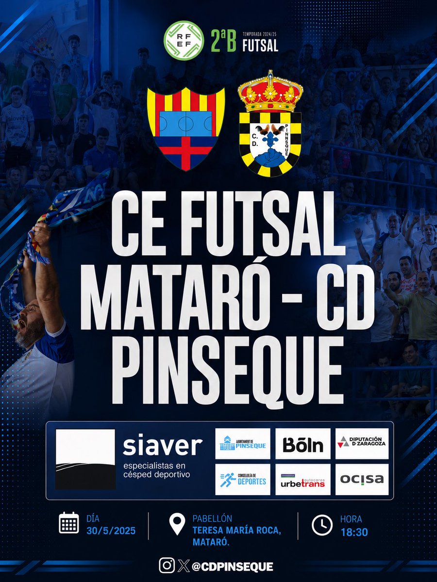 CDPINSEQUE's tweet photo. ⚽️ 40 minutos en Mataró para creer en la épica.

🏆 Play-Off de Ascenso a 2ª RFEF •2ª Eliminatoria• 'Vuelta'
🆚 @Futsal_Mataro 
⌚ 18:30
📆 30/05/2026
🏟️ Pabellón Municipal Teresa María Roca https://t.co/IA212RnGd8