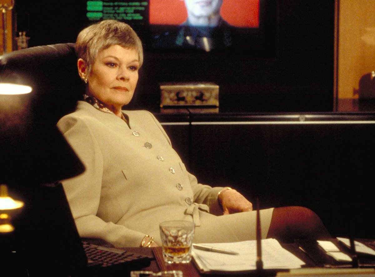 nicksterwixter's tweet photo. “This game is woke because James Bond is being bossed around by a woman”

Meanwhile this is by far the most beloved incarnation of James Bond’s boss over the years: https://t.co/GSP5l3H2QR