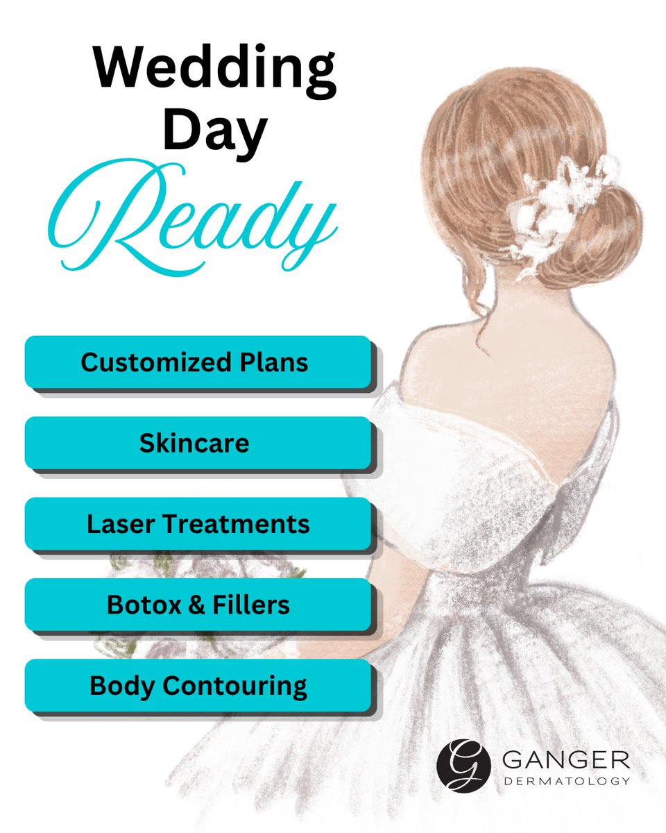 GangerDerm's tweet photo. Wedding Day Ready

Your wedding day is one of the most memorable and photographed moments of your life, and your skin should feel as confident and beautiful as you do on your special day.

At Ganger Dermatology, we offer personalized treatment options including lasers, injectables, and cosmetic services tailored to your individual skincare needs. Whether you are beginning your journey or looking for finishing touches, our expert team is here to help you every step of the way!

Ready to feel wedding day ready? Schedule your consultation and step into your celebration feeling healthy, confident, and looking your very best!