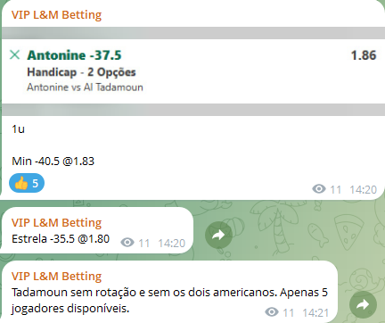 LMsBetting's tweet photo. INFOBET enviada no nosso VIP. 

Chegou uma info muito boa nesse jogo do Tadamoun, linha estava em -37.5, fairline -44.5. 

Tadamoun estava sem os americanos combinados mais de 40ppg, uma diferença insana nesse nível de basket e ta lá 95-49, greenzão no grupo e 4u stakadas na liquidez interna!