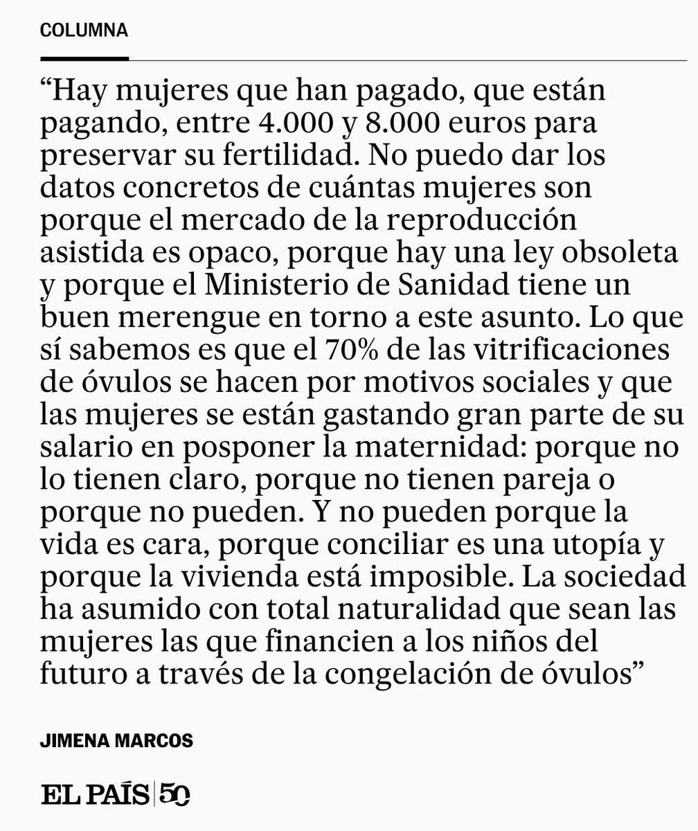 _TamaraGonz's tweet photo. "Las mujeres se están gastando gran parte de su salario en posponer la maternidad" @el_pais https://t.co/UeifUUAp1u