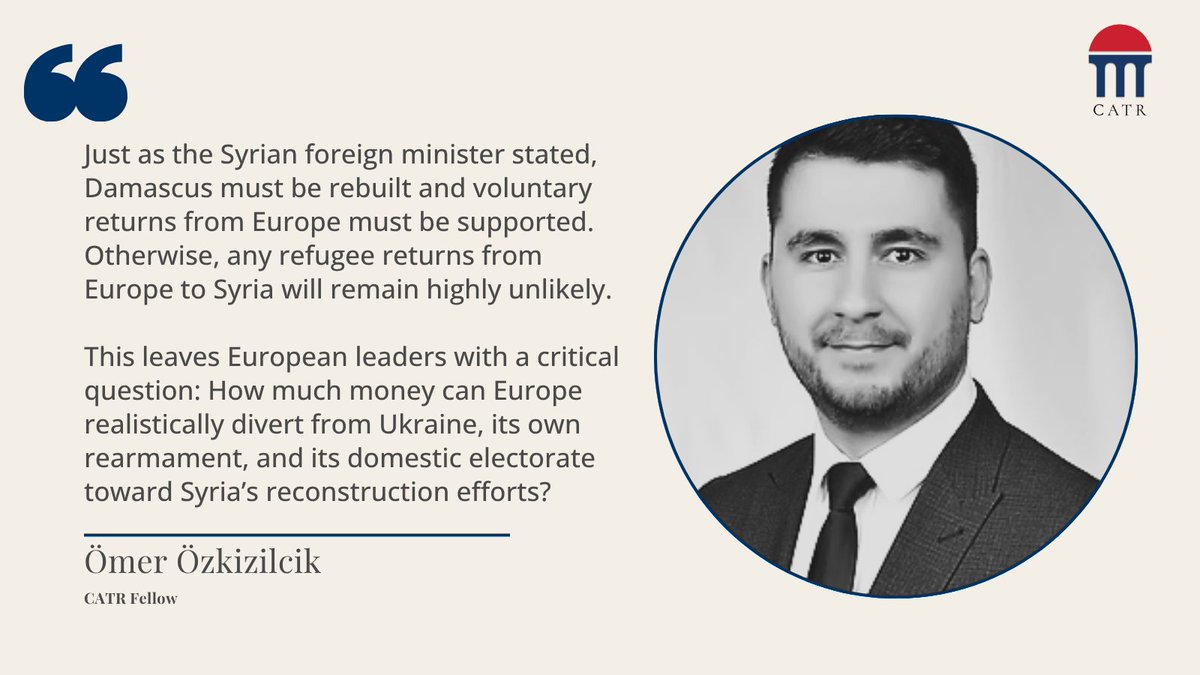 catr_uk's tweet photo. Centre for Anglo-Turkish Relations Fellow @OmerOzkizilcik in @turkiyetodaycom on the growing clash between Syria and Europe over realistic expectations for migrant returns.
https://t.co/Jg38yQVjHu
#CATR #Türkiye #Turkey #Syria #Europe #Migration #MiddleEast #Geopolitics https://t.co/ljLwubZrfr
