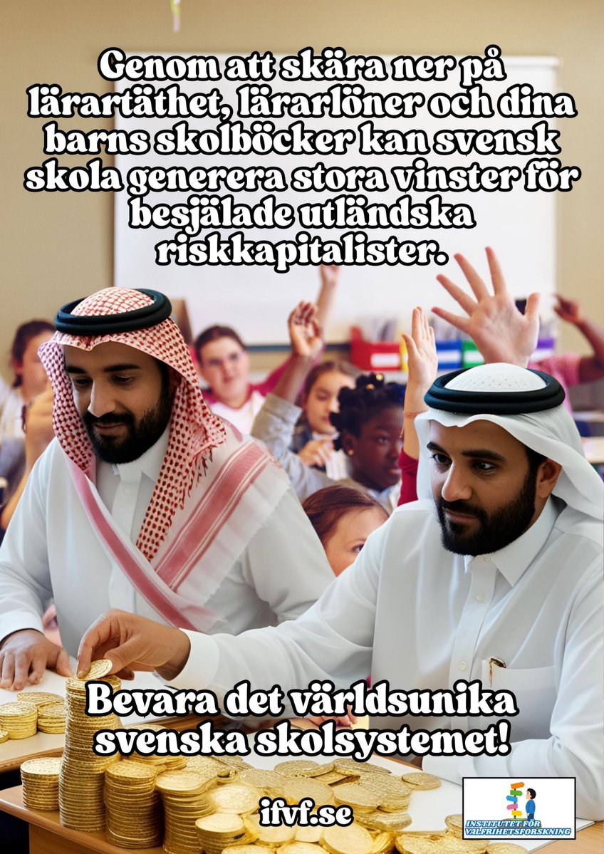 Valfrihetsforsk's tweet photo. @SMohamsson Varför lyssnar ni inte på den tysta minoriteten av Sveriges lärare? Eller de besjälade saudiska investerarna i våra skolkoncerner?
     Detta är inte vad de önskar. En fördyrning som går direkt ut över tillväxten i skolsektorn. https://t.co/gDaXhw0rjt