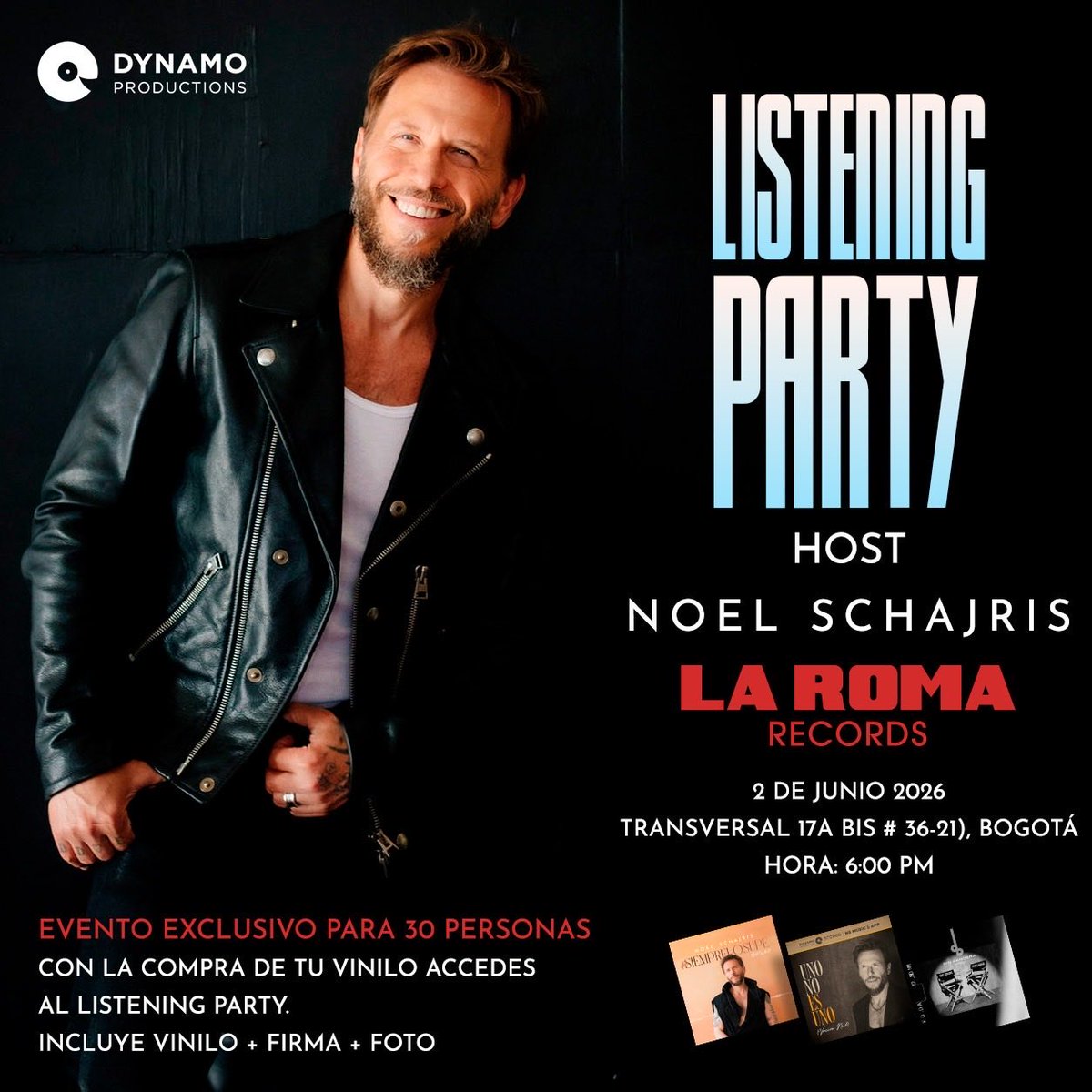 dynamodynamito's tweet photo. Bogotá 🇨🇴 Agenda este 2 de junio a las 6pm para un momento muy especial con @NoelSchajris 

Reserva aquí ➡️ https://t.co/n1quFAMOnT https://t.co/MWG9Pi4Sky