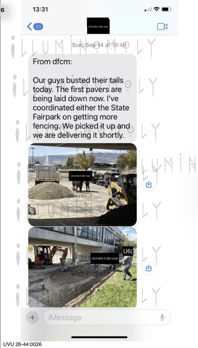 iluminomoly's tweet photo. Photos- before pavers were placed ( Charlie Kirk Crime  Scene) showing topsoil/sod removed, construction crew, heavy equipment fleet, excavator, construction workers. Talks about the "big plan" confusion as to whether pavers are related to the "big plan"or something else. https://t.co/TyfZM71qqY