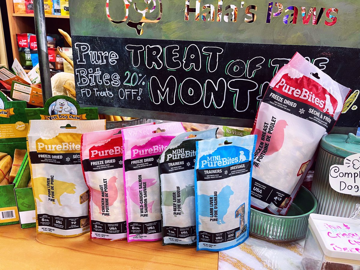 HalasPaws's tweet photo. May Treat of the Month: PureBites Freeze-Dried Raw Dog Treats! Get 20% off in-store and online at Hala's Paws all month long. Made with RAW human grade proteins &amp; freeze-dried for 24hrs that locks in freshness. Shop: https://t.co/TJuLcafbM4 https://t.co/0RzIntJoES