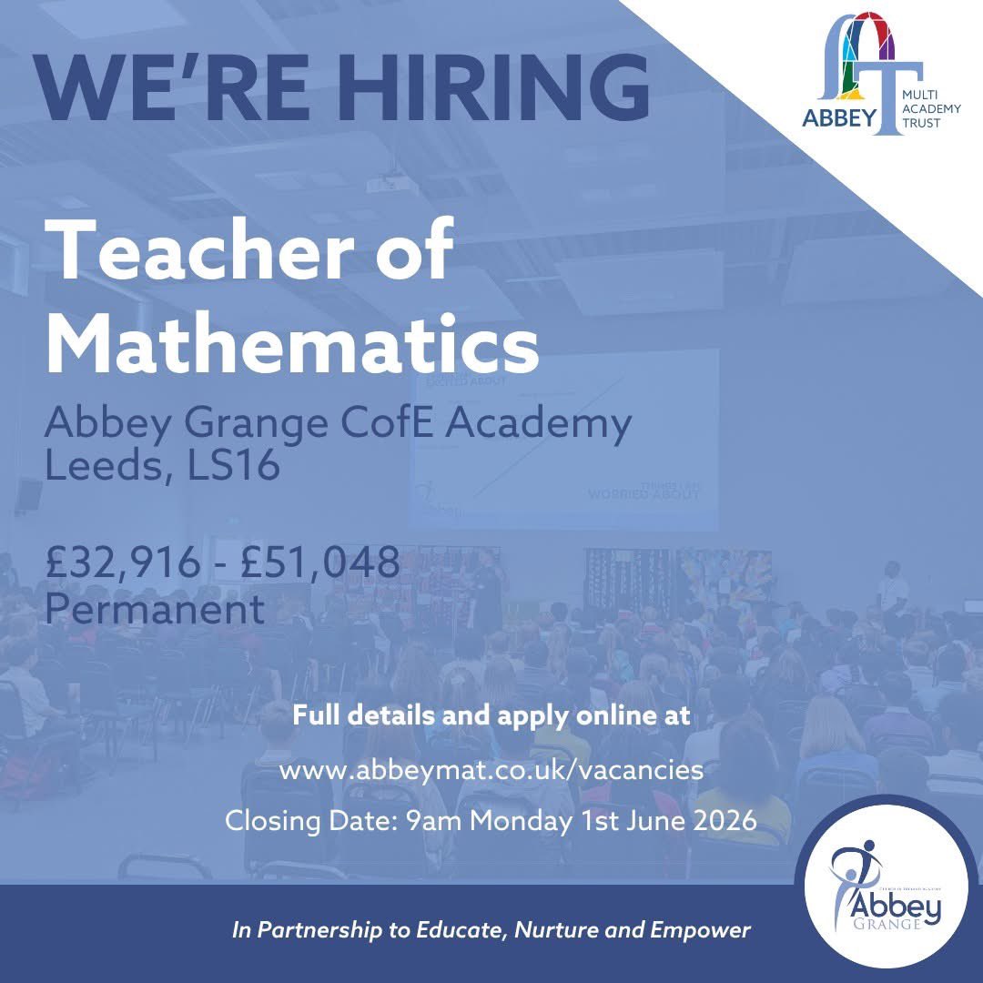 KateHeap1's tweet photo. Any secondary Maths teachers out there - this is an incredible opportunity and a fantastic school in Leeds.
#secondarymaths #vacancy #teachingjob https://t.co/uAX4ajDwuL