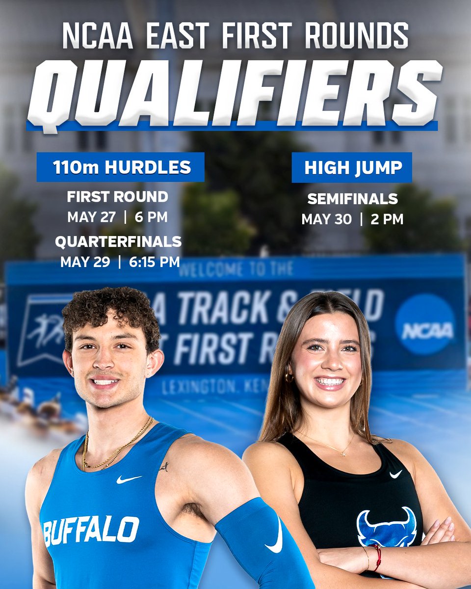UBuffaloTFXC's tweet photo. Michael Parks and Stella Kapp are representing the Bulls at the NCAA East First Rounds this week in Lexington, Kentucky, looking to punch their ticket to NCAA Championships! 

#UBhornsUP https://t.co/tepO7fwoNW