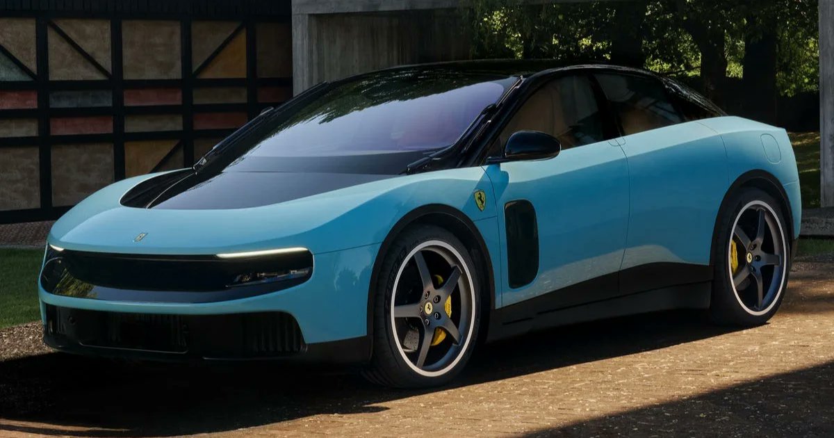 motorrove's tweet photo. Ferrari has unveiled its first-ever fully electric car called the Luce. Also know this: it’s their first car ever made that can accommodate up to five people, and it’s a four-door. 
https://t.co/Db1ZQfDGSW https://t.co/o8SgTNAFzD