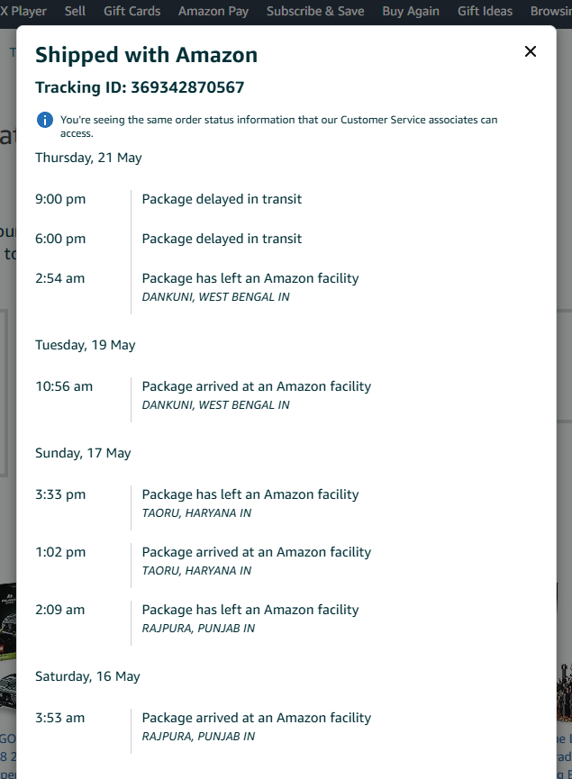 DesignYourEuph1's tweet photo. @amazon @amazonIN @AmazonHelp 
Ordered on 15th May, even after almost 15 days, the order remains undelivered with vague reason of delayed in transit. Pls atleast give a reason for delay ? Urgent escalation needed, its not about this product but the trust of long term customers. https://t.co/WJIYshtiSU
