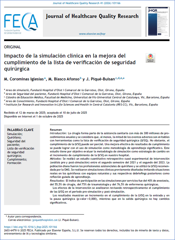 JHealthQualityR's tweet photo. 📰 Impacto de la simulación clínica en la mejora... de la lista de verificación de seg. quirúrgica
✏️Original por M Corominas Iglesias @JHealthQualityR #RevistaSECA #JHQR
👉 https://t.co/dDEVOP7EdM
✅ #CalidadAsistencial #Simulacion  #SeguridadDelPaciente #ListaDeVerificacion https://t.co/3GjqgwKanW