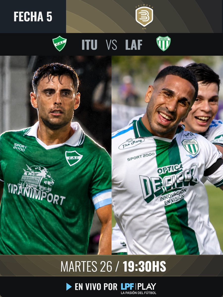 LPFPlay's tweet photo. #PrimeraB | Seguí la #Fecha5 por @LPFPlay ⚽️🏆
🏟️ @ItuzaingoPrensa 🆚 @LafeOficial
▶️ @LPFPlay
💻https://t.co/bjdmJtrrVe - La Pasión del Fútbol
👉🏼 https://t.co/D3GdGUQhOw https://t.co/puLNOq5YmX