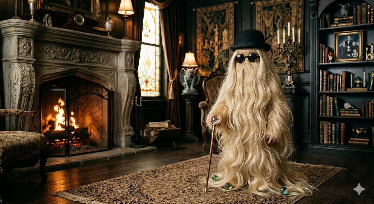 martyvidal's tweet photo. Cousin Itt blonde 🤔🤫💜 https://t.co/OxchZkYncD