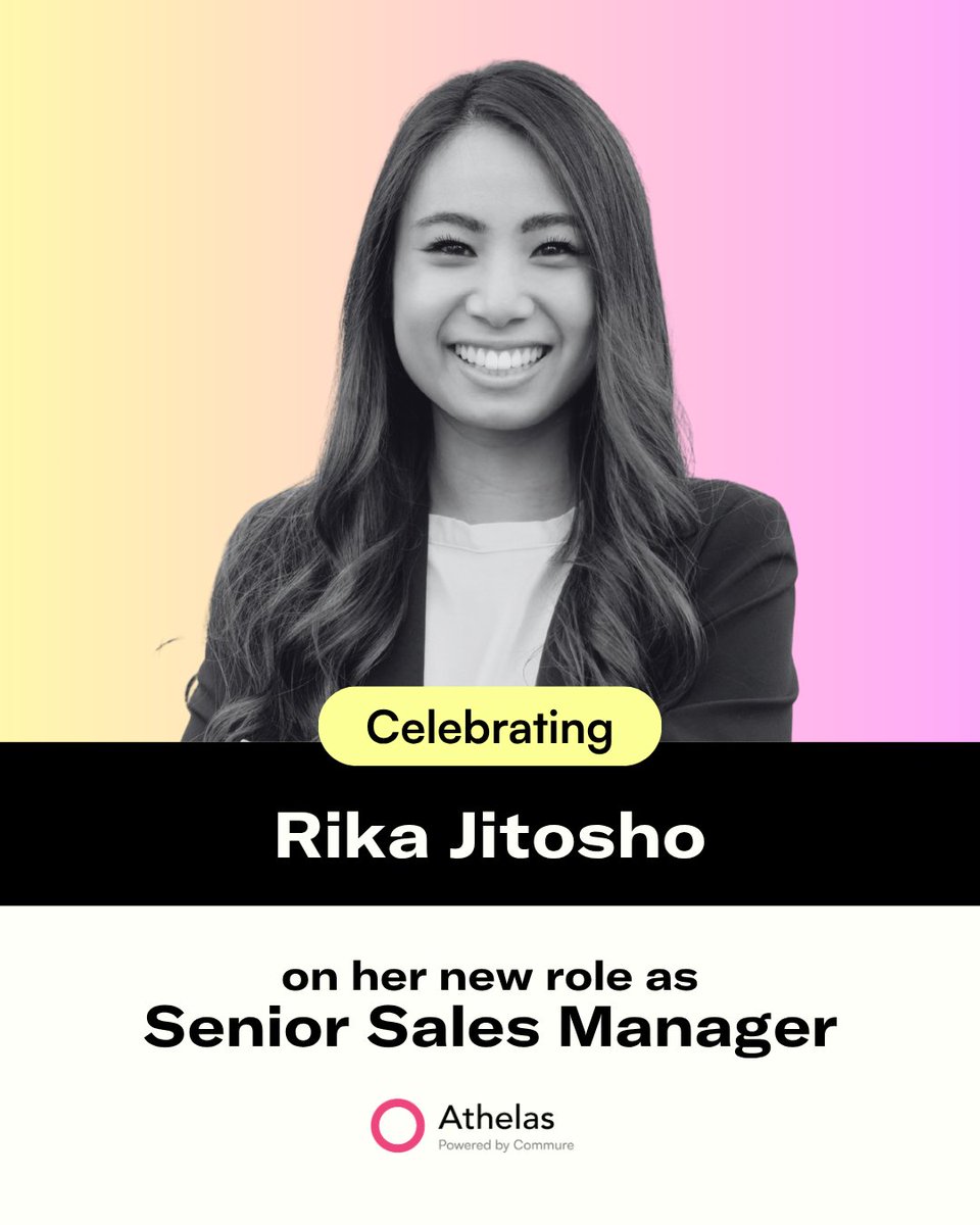 athelas's tweet photo. Started in physical therapy. Moved into clinical sales. Now leading the team.

Rika Jitosho, MBA, PT, DPT brings a clinical background in physical therapy and a track record of building high-performing sales teams. In her new role, she'll continue bridging clinical insight with the technology that helps healthcare providers improve workflows and patient outcomes.

In her words: "Athelas/Commure has a culture of collaboration and growth. It values people with both operational and clinical perspectives, encourages continuous learning, and creates opportunities to make a tangible impact in healthcare alongside some of the most talented and driven people."

Congratulations, Rika, on your new role as Senior Sales Manager at Athelas, powered by Commure.