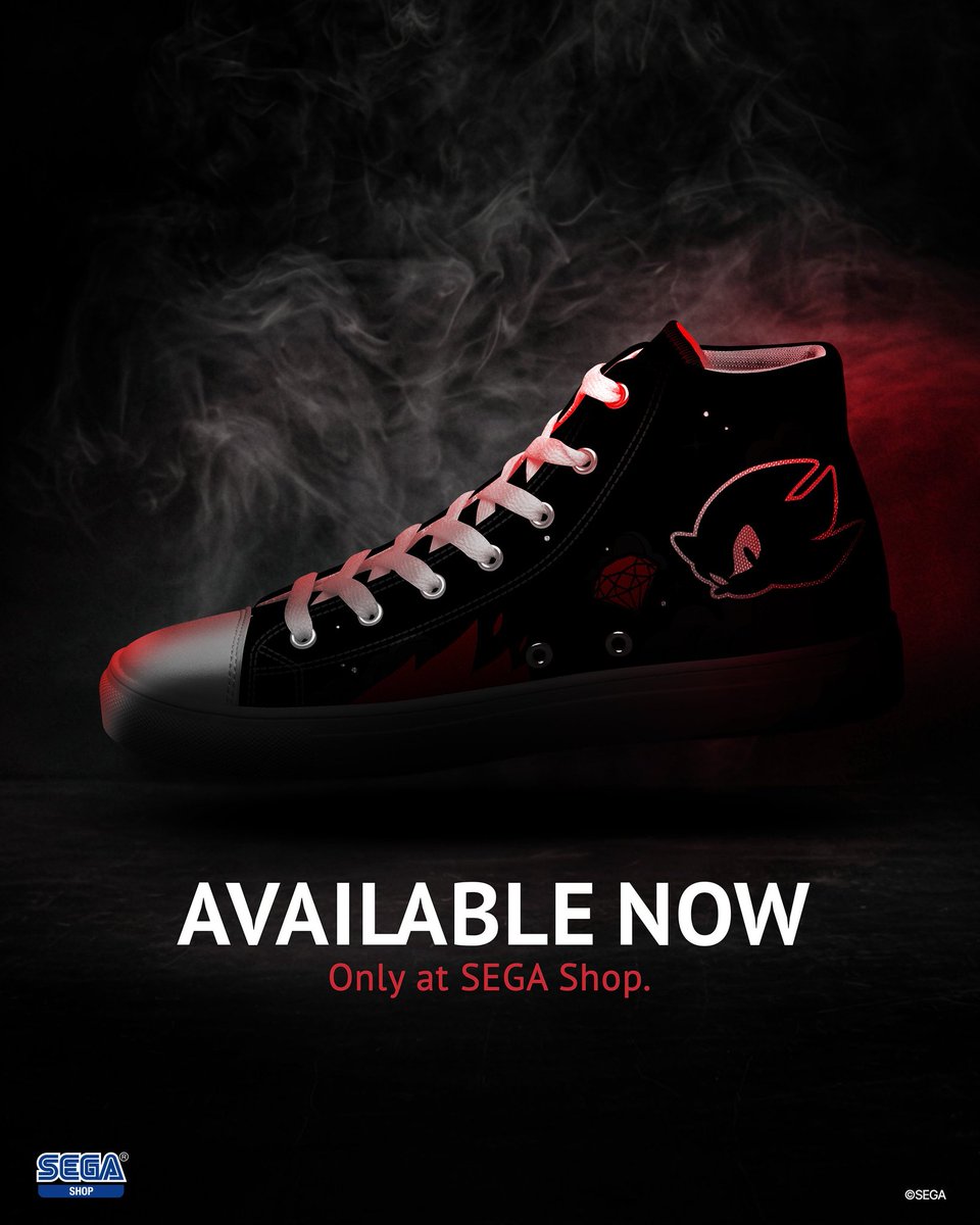 soniccitynet's tweet photo. SEGA has released limited-edition sneakers inspired by Shadow the Hedgehog.

The Shadow-themed shoes are available now through the SEGA Shop website for $75.

#SonicNews https://t.co/fLj9abVXQE