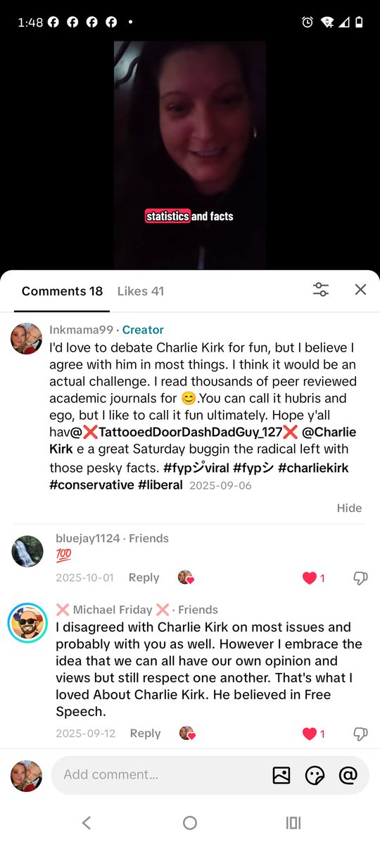 HaleyMom9's tweet photo. @hereformemesxo @paramounttactcl Maybe you ONLY watched his show? There's literal video evidence of him saying everything I did, or read his letter to Netenyahu 🤷. I definitely watched his show and everything else he was on. I'd even tagged him in good fun 4 days before his murder 🙄 https://t.co/2mr7BKlFYE