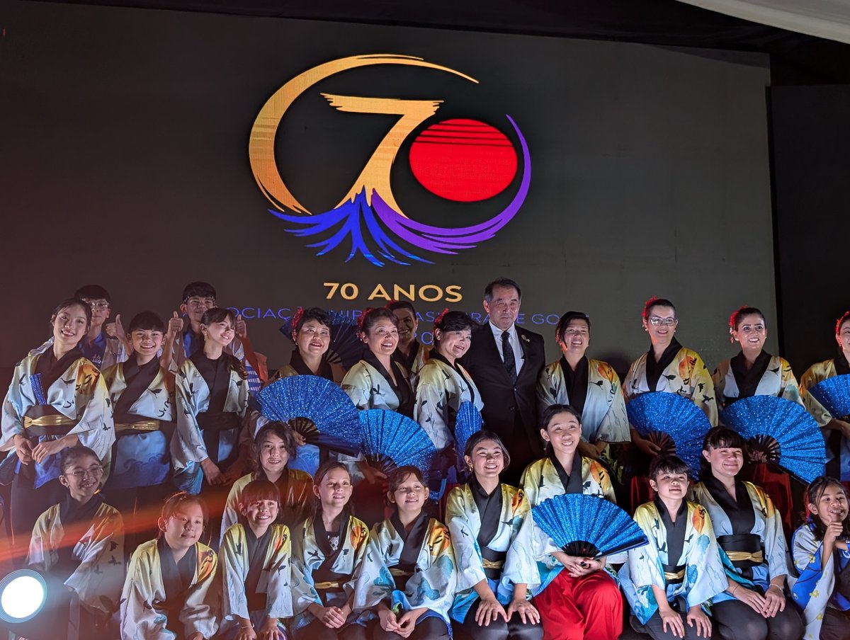embaixadajapao's tweet photo. No sábado (23/5), o Embaixador NOGUCHI Yasushi participou da celebração dos 70 anos da Associação Nipo-Brasileira de Goiás (ANBG), em Goiânia. A entidade reúne mais de 700 famílias e tem papel fundamental na difusão da cultura japonesa e no fortalecimento dos laços Japão-Goiás. https://t.co/KLECHK13km