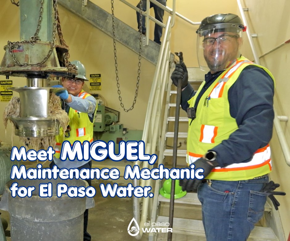 EPWater's tweet photo. Miguel's job is to make sure lift station pumps are clear of clogs typically caused by "flushable" wipes. You can help keep pumps clog-free by disposing wipes in the trash and only flushing toilet paper down the drain. https://t.co/DXi65sKQnv