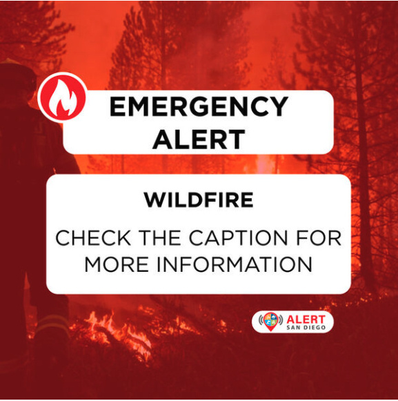 kellymartntest's tweet photo. San Diego County Fire is at the scene of a wildfire near Campo Indian Reservation. Fire is currently at 30 acres and is threatening structures. 

The San Diego County Sheriff’s Department has issued an Evacuation Order and Warnings for nearby areas. https://t.co/A6gyHWoB3L