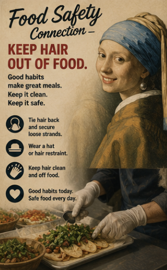 FoodSafetyClass's tweet photo. 💇‍♀️🧼 Keep hair out of food and keep safety in focus

Hair restraints, clean habits, and attention to detail help protect every plate served ✨

#FoodSafety #KitchenSafety #FoodSafetyConnection #HealthyHabits #SafeFood https://t.co/jfaNIRt5qB