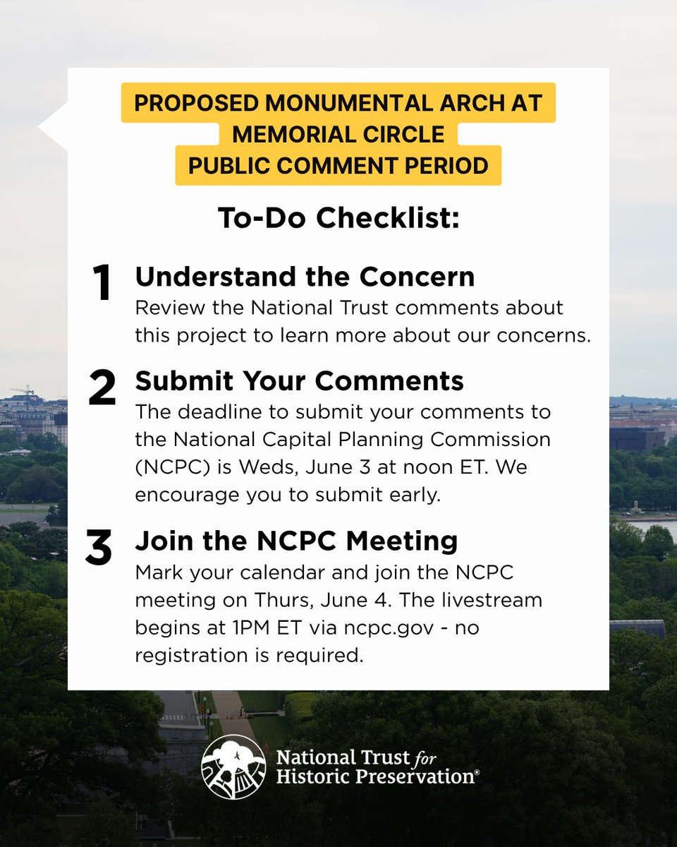 SavingPlaces's tweet photo. Members of the public have the opportunity to provide input on a proposed Monumental Arch at Memorial Circle near Arlington National Cemetery.

𝗧𝗵𝗲𝗿𝗲 𝗶𝘀 𝘀𝘁𝗶𝗹𝗹 𝘁𝗶𝗺𝗲 𝘁𝗼 𝗺𝗮𝗸𝗲 𝘆𝗼𝘂𝗿 𝘃𝗼𝗶𝗰𝗲 𝗵𝗲𝗮𝗿𝗱!

Get all the details: https://t.co/PBx0luKLA3 https://t.co/WpEsSFiPtR