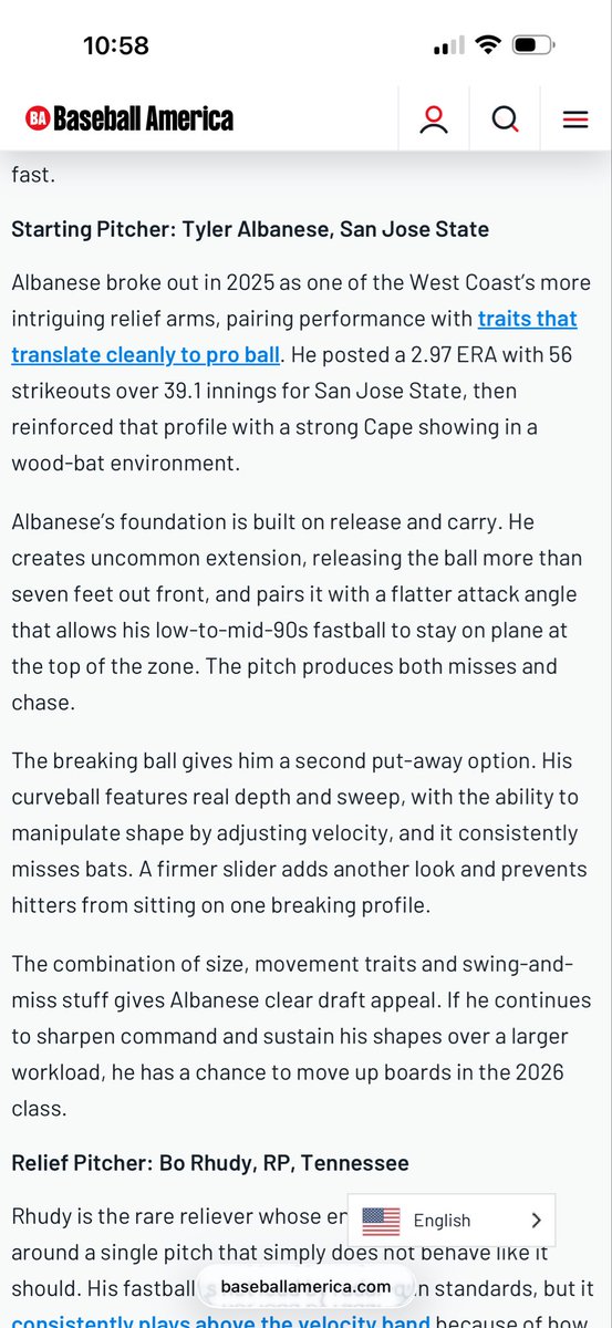 TylerAlbanese2's tweet photo. Ranked in top 200 (194) by Baseball America before my hip surgery last August , feeling 100% again https://t.co/C88IYfkPaG