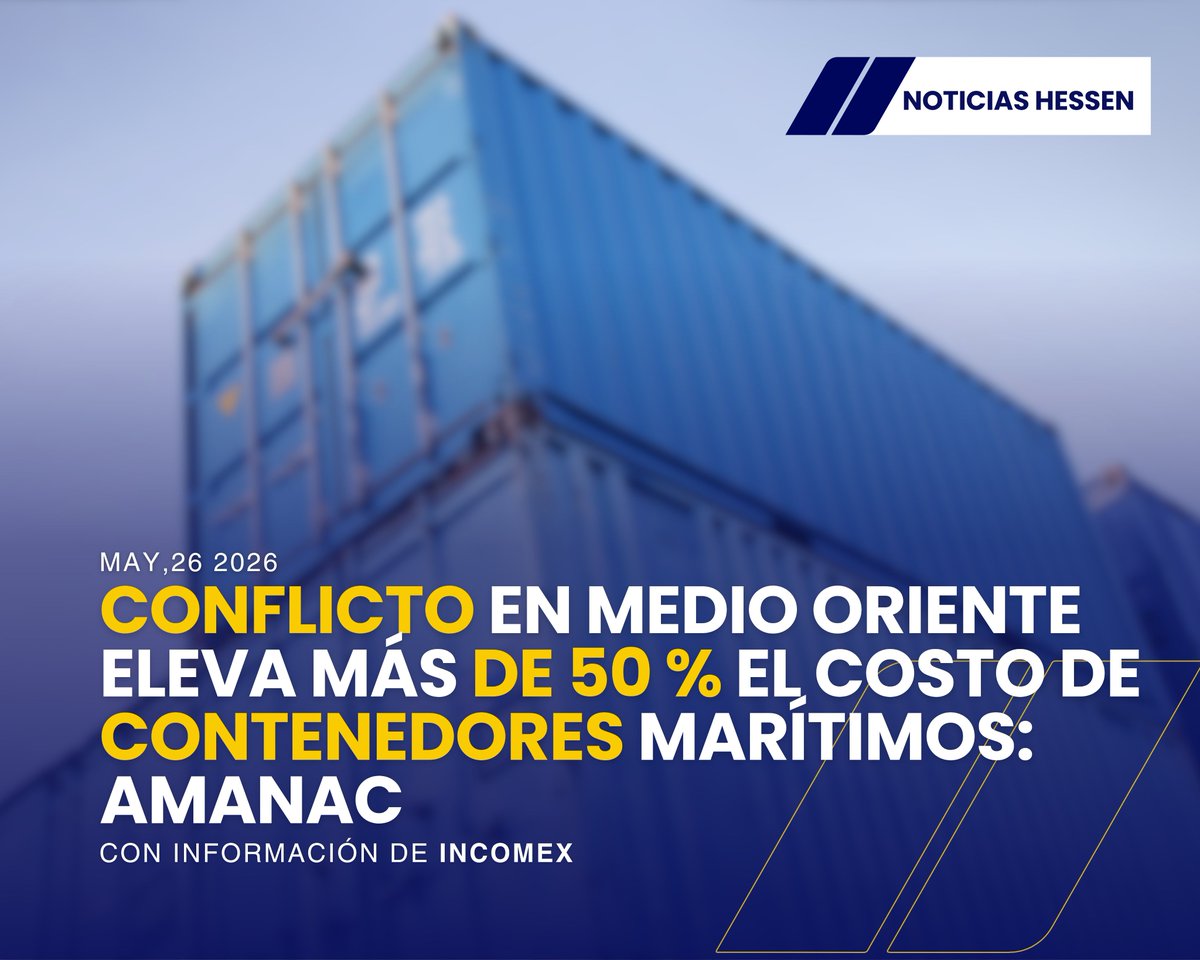 HessenLogistics's tweet photo. ⚠️ Según Amanac, el costo de los contenedores marítimos aumentó más de 50 % y los tiempos de tránsito se duplicaron por cambios en las rutas navieras.

Además, puertos mexicanos como Manzanillo y Veracruz enfrentan fuerte congestión logística. 🚢📦 https://t.co/Wl875p03QE