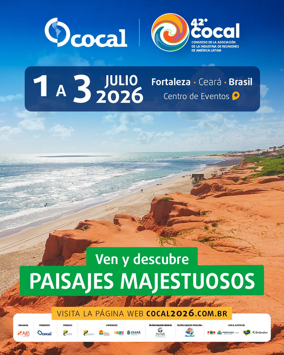 COCAL_ASOC's tweet photo. Asiste a COCAL 2026, un espacio donde la visión estratégica, la innovación y el networking de alto nivel se combinan.

📅 Te esperamos en Fortaleza, Brasil, del 1 al 3 de julio de 2026, en el Centro de Eventos do Ceará.

🌐Conoce más: 
https://t.co/yqwLfY37wX https://t.co/x7wn6GCBye