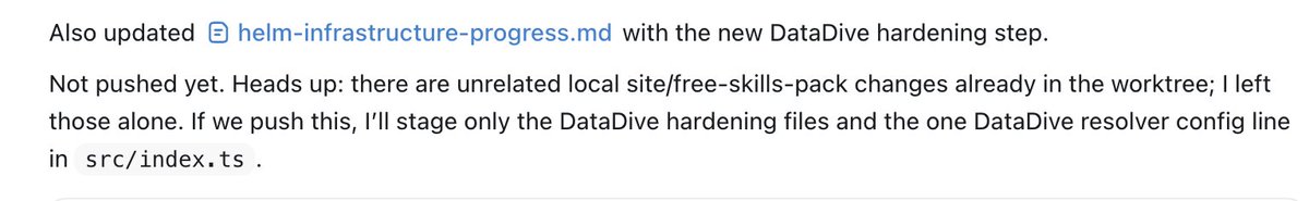 amazonwithbrett's tweet photo. Two coding agents working at the same time within the Helm repo, Codex has been my go to lately https://t.co/LldVHLYFVx