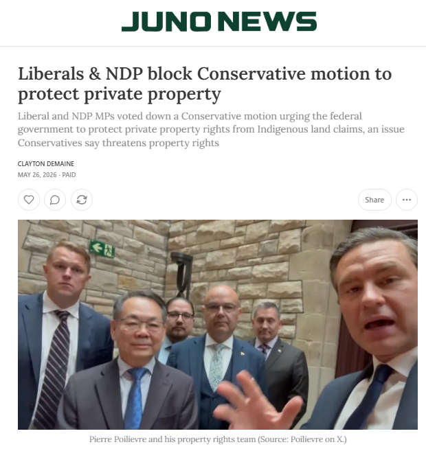 ClayDeMaine's tweet photo. For months, Conservatives have been taking a stand against Aboriginal title claims over land in British Columbia, which they say have endangered private property rights. The issue has become a central point in the ongoing BC Conservative leadership race.

https://t.co/xZJ2aMIHTe https://t.co/ejPYh9cnCK