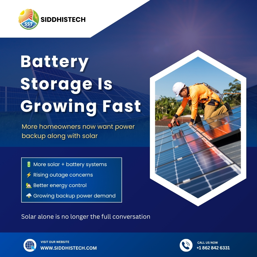 siddhistech's tweet photo. Battery storage is becoming one of the fastest-growing parts of the US energy market.

👉 Read our blog:
https://t.co/fbe6TxtxTq

#BatteryStorage #SolarStorage #SolarUSA #RenewableEnergy #CleanEnergy #SolarIndustry #EnergyStorage #SolarBusiness #SiddhisTech https://t.co/gsFIXUsl9g
