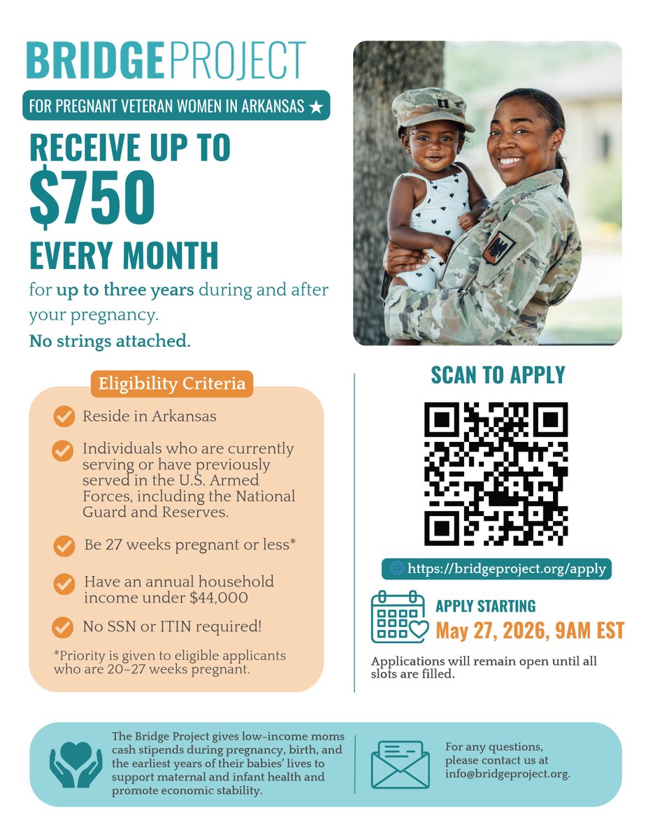arkansasguard's tweet photo. Attention expecting parents: Help is available, if you qualify. See the attached flyer for more info. Direct questions to the POC listed on the flyer. Applications begin being accepted tomorrow, May 27, 2026. https://t.co/KsqQOK8nuP