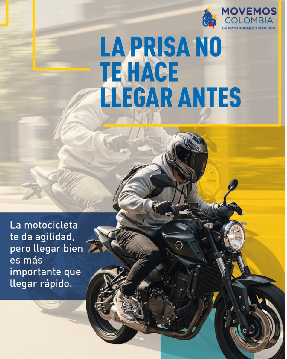 ANDI_Motos's tweet photo. 🏍️ En @ANDI_Motos y @MovemosCol trabajamos para que el motociclista lidere la cultura de la prevención en Colombia. Conducir con destreza y respetar los límites de velocidad protege tu vida y asegura ese abrazo con quienes más amas. 💛 #ElDestinoEsVolver #SeguridadVial https://t.co/47zRPBe5P1