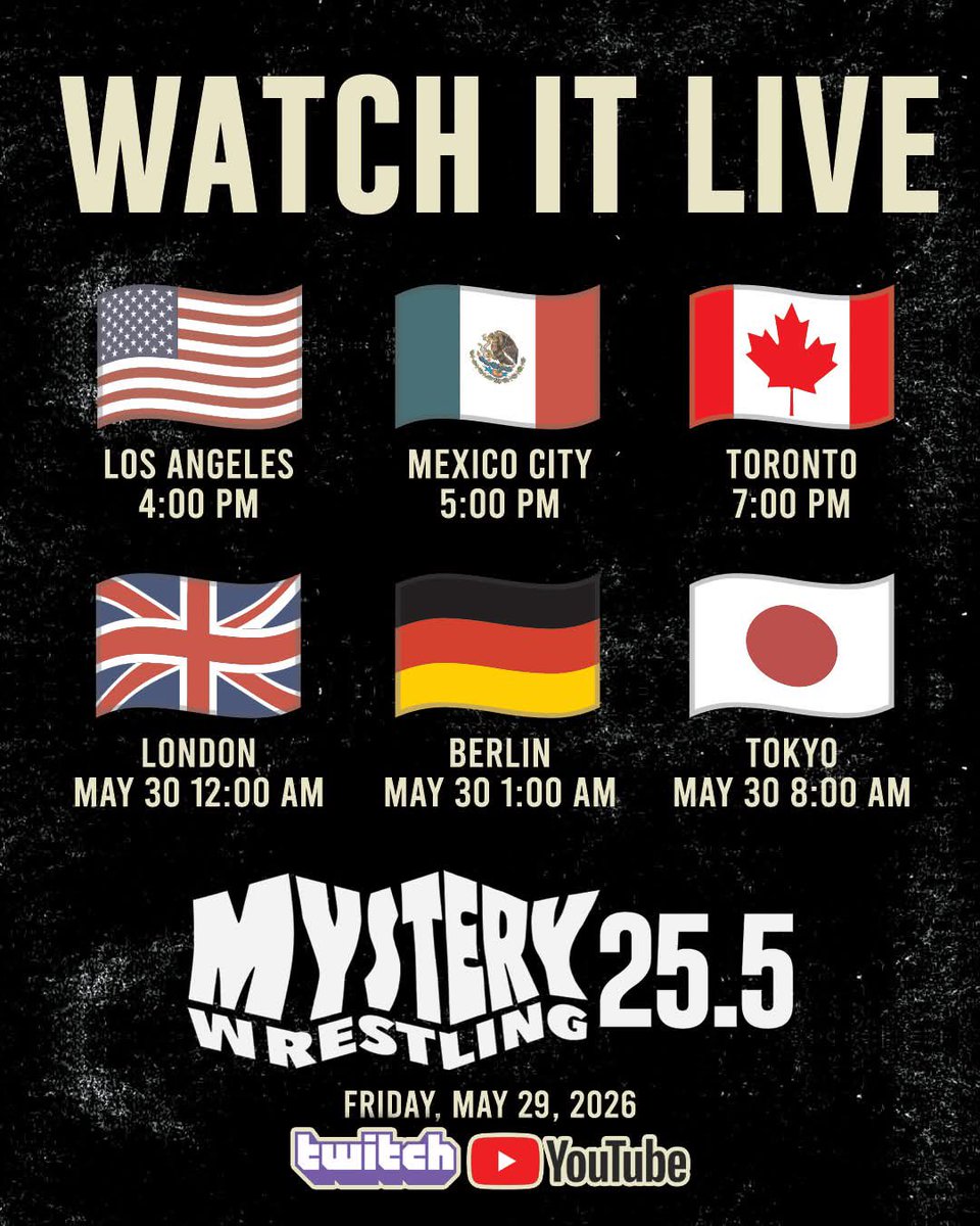 MysteryWrestlin's tweet photo. SURPRISE! Mystery Wrestling returns THIS FRIDAY with a special FREE bonus event!

#MysteryWrestling25andahalf is LIVE &amp; FREE this FRIDAY at 7:00 PM ET!

Featuring Evil Uno and Cecil Nyx on commentary!

WATCH ON:

https://t.co/v7KSycNkjj

https://t.co/7XjWIlQJKK

#MysteryWrestling https://t.co/UN7U6OllU2