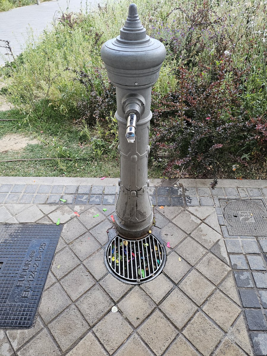 DanielSenda's tweet photo. Las fuentes públicas son para saciar la sed no para derrochar el agua con los globos. El consumo responsable del agua es lo que previene las sequías https://t.co/aLbXCiFWq9