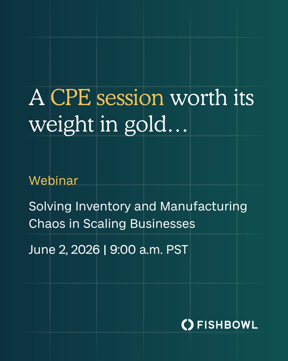 Fishbowl's tweet photo. The best CPE sessions don't just “check a box.” They revolutionize how you see your clients' problems. And, we’re hosting a NASBA-approved CPE/IRS-approved CE credit webinar so you can do just that. Find all the details here for the June 2nd event: https://t.co/HJulrbxscp https://t.co/OETo4wBf1U