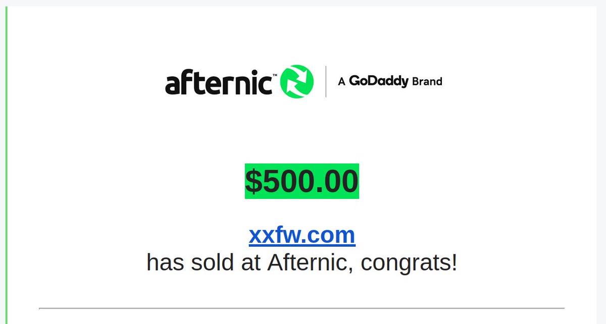 4Ldotcom's tweet photo. 🌐 Domain: XXFW .COM
💵 Sold: $500
🔤 Patterns: CCCC | AABC
⚙️ Landing: Afternic (NS1/NS2)
📅 Purchased: Dec 30, 2023
⏳ Hold time: 877 days
🛒 Purchase: $200 (40%)
🧾 Fees: $75 (15%)
📊 Net: $425 | Profit: $225 | ROI: 112.50%
🏷 Sold via @Afternic https://t.co/9wl1CNcuwj