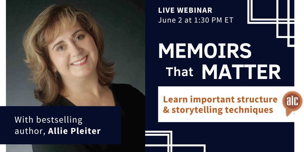 authorlearning's tweet photo. Next week, learn to transform your memoir from a good narrative into a great read with bestselling author Allie Pleiter.
https://t.co/UvnKC4OTq6
#writingworkshops #writingcommunity #writerslife #amwriting #author #personalstory #memoirist #memoirwriting https://t.co/R3RrbsFVek
