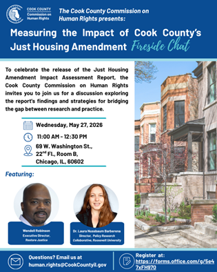 cookcountygov's tweet photo. The new Just Housing Amendment Impact Assessment Report from the Cook County Commission on Human Rights and Roosevelt University explores how the JHA is impacting housing access across Cook County.

Join tomorrow’s fireside chat and read the report here: https://t.co/Kdb3xOPQcB https://t.co/Uaz1SOLH44