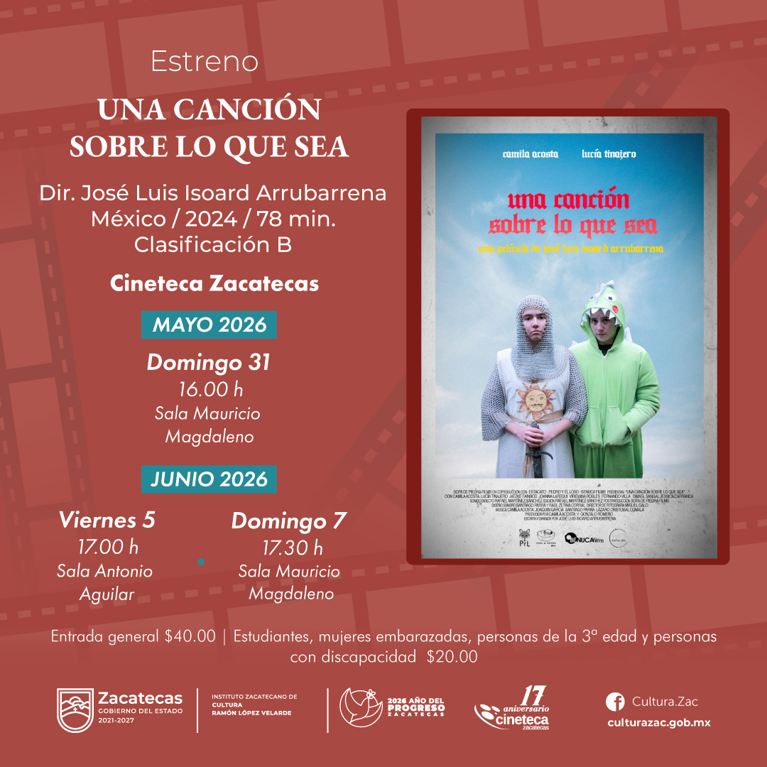 IZCultura's tweet photo. #AgendaIZC
Viernes 05 de junio

17:00 h
Estreno "Una canción sobre lo que sea"
Lugar: @CinetecaZac 
Entrada general : $40.00 https://t.co/C9HObXYFX2