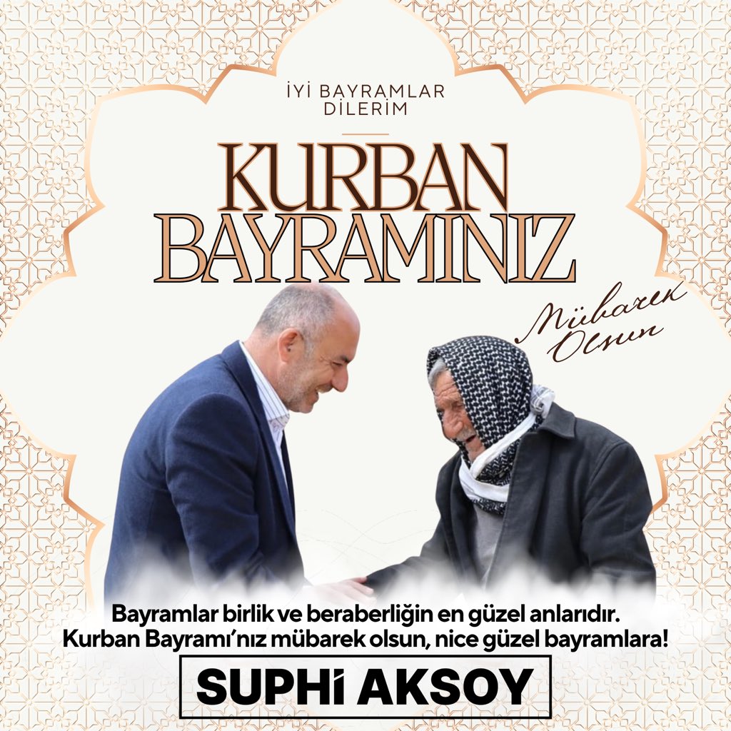 SuphiAksoyB's tweet photo. Mübarek Kurban Bayramınızı en içten dileklerimle kutlar, hayırlı bayramlar dilerim.

Kurban Bayramımız Mübarek Olsun. https://t.co/qh9WlSbrRv