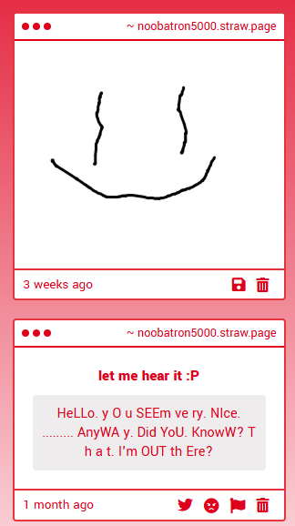 noobuhtron5000's tweet photo. AH??? im sorry i havent been checking my strawpage!! thank you stranger!! i try to be kind. and uhm, im sure you are? youd have to be to send me a message!!! and thank you for the smiley face :))!! https://t.co/UjYjDvI3Qa