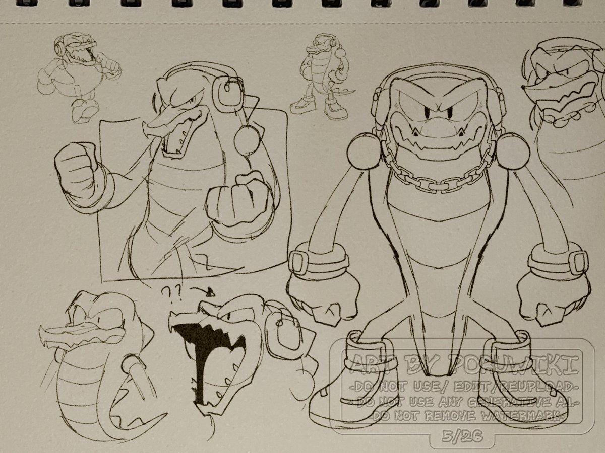 poruwiki's tweet photo. Vector the Crocodile doodle. https://t.co/bdCN2O4Akl