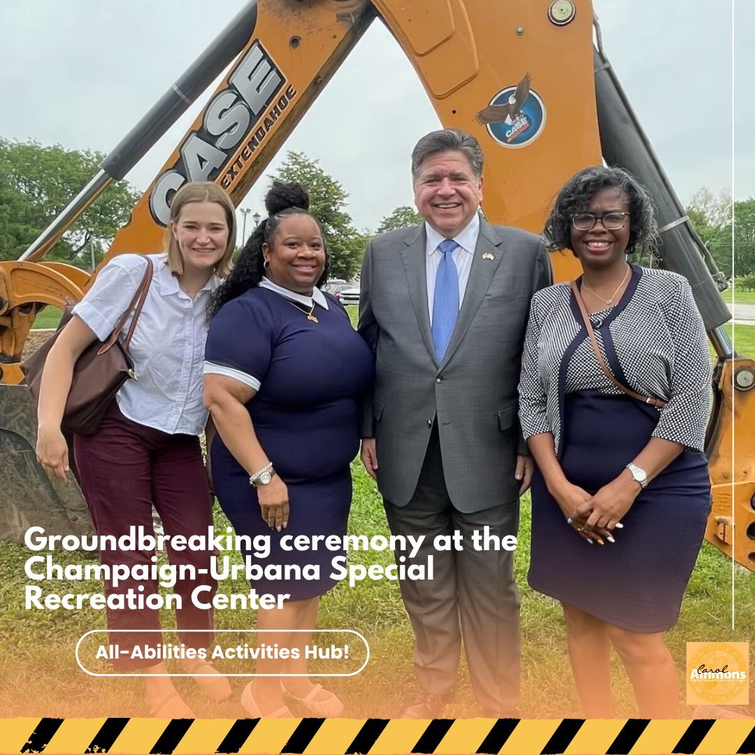 StateRepAmmons's tweet photo. We broke ground today! 🎉 And our office Chief of Staff, Andrea Porter, graciously attended today’s groundbreaking ceremony for the Champaign-Urbana Special Recreation Center. Looking forward to what this space will offer! https://t.co/bqyYZ90NGx