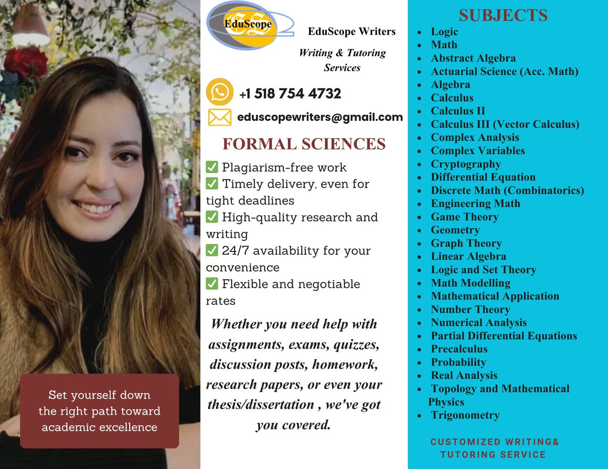 Eduscope_hub's tweet photo. From Calculus, Linear Algebra &amp; Statistics to Differential Equations, Probability, Optimization &amp; Real Analysis. 

We help complex quantitative coursework with precision. 

DM / WhatsApp: https://t.co/SXCJCsF1wn

#MathHelp #ExamPrep #STEMStudents #UniversityLife #eduscopewriters https://t.co/VhW7O1BGny