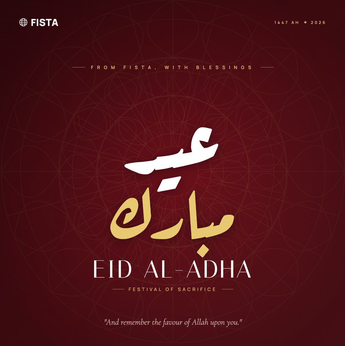 FISTASOLUTIONS's tweet photo. Wishing you and your loved ones a blessed Eid ul Adha filled with joy, sacrifice, and togetherness. May this Eid ul Adha bring peace, prosperity, and new beginnings. Eid Mubarak from the @FISTASOLUTIONS family! 🌙 https://t.co/WOCYCrBqQY
