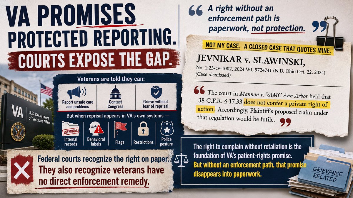 Eadranai's tweet photo. VA promises protected reporting. Federal courts are exposing the missing protection.
https://t.co/TQQXjXaTmq https://t.co/UQnzLY3bdn