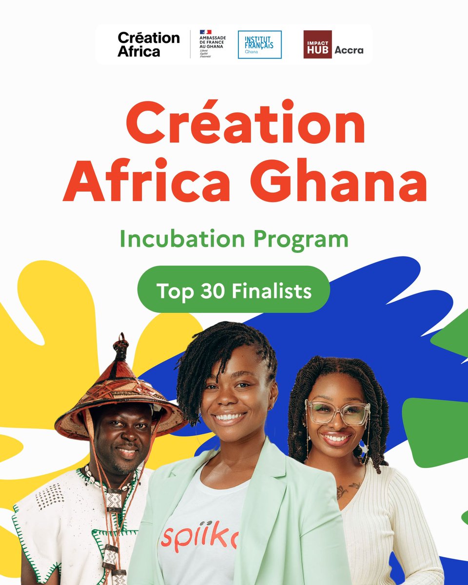 FranceandGhana's tweet photo. 🤩 Today, we unveil the first 10 finalists of the Création Africa Ghana 2.0 Incubation Program — selected from nearly 300 applications nationwide.

🔥 Meet the creatives and changemakers shaping Ghana’s creative future! 🇬🇭 👇

#CreationAfricaGhana

@trybeafrica @parkcultural https://t.co/lu2sU88Fd5