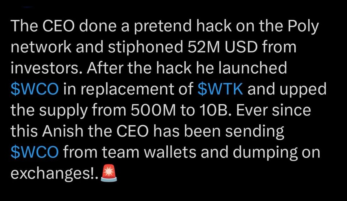 $WCO is a scam 🚨🚨🚨🚨🚨 tweet media